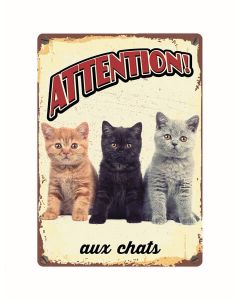 Warnschild "Attention au chats", 21x15cm