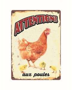 Warnschild "Attention aux poules", 21x15cm