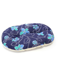 Kissen oval, Blumen blau