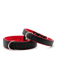 Maul Lederhalsband Klassik Premium rot/schwarz