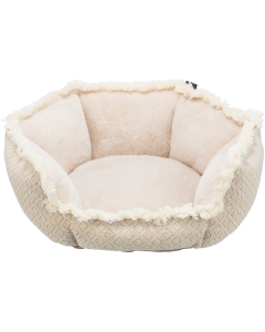 Bett Boho, eckig, beige