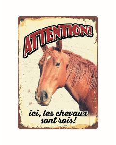 Blechschild "Les chevaux sont rois!", 21x15cm