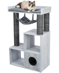 Kratzbaum mit Regalfunktion, 72 × 110 × 38 cm, grau