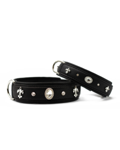 Maul Lederhalsband "Diamond" schwarz, 35cm/24mm