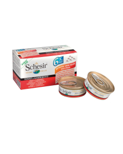 Schesir Ergänzungsnassfutter in Jelly MULTIPACK Thon mit Garnelen in Dose - 8 x 6x50g