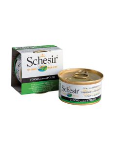 Schesir Ergänzungsnassfutter in Jelly Thon mit Huhn und Reis in Dose - 14x85g