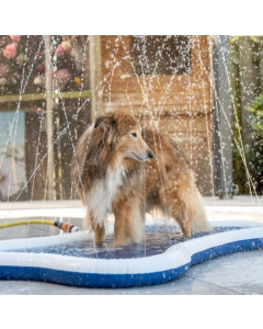 AT Quapas! Sprinkle Mat Sprühmatte für Hunde, 140x90cm, blau-weiss