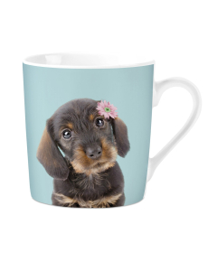 Tasse mit Dackel, hellblau