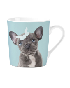 Tasse mit französischer Bulldogge, hellblau
