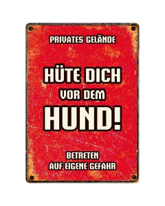 Warnschild "Hüte dich vor dem Hund!", rot, 21x15cm