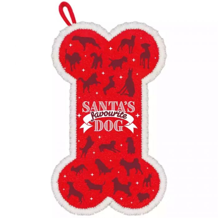 Plentygifts Weihnachtsstrumpf Knochen "Santa's Dog", rot