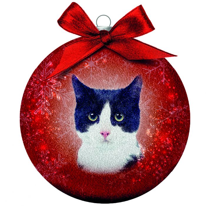 Plentygifts Weihnachtskugel Katze schwarz-weiss