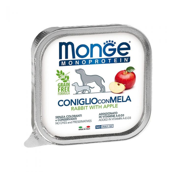 DE Monge Dog Adult - Monoprotein Superpremium - Kaninchen + Apfel | Hunde-Nassfutter