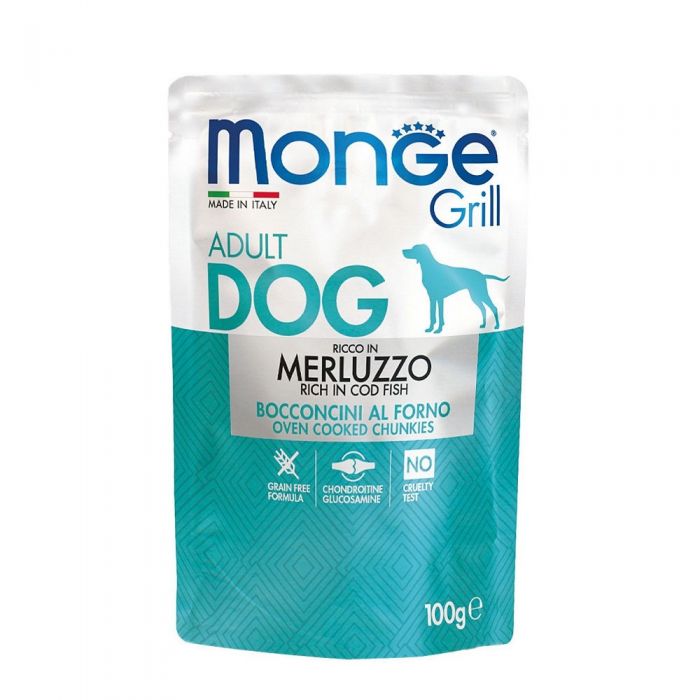 DE Monge Grill Dog Grain Free Adult - Kabeljau, 24x100g | Hunde-Nassfutter