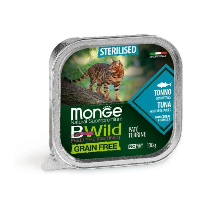 DE Monge BWild Grain Free Sterilised, Thunfisch - 32 x 100g | Katzen-Nassfutter