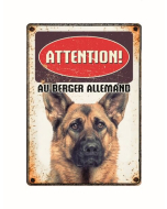 Warnschild "Attention au Berger Allemand", 21x15cm